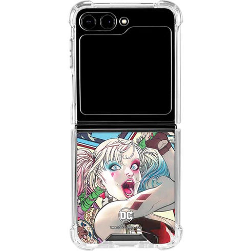 DC Comics Harley Quinn Action Pose Galaxy Z Flip6 Clear Case