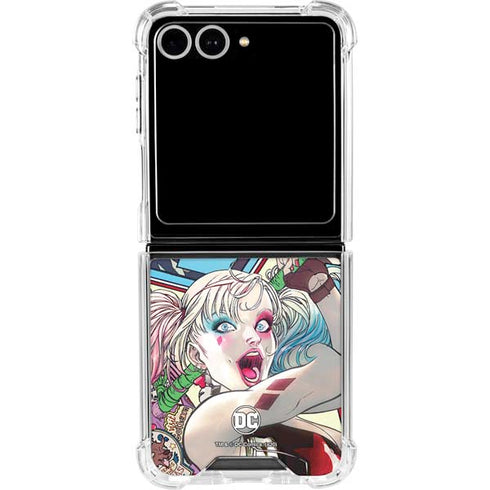 DC Comics Harley Quinn Action Pose Galaxy Z Flip7 Clear Case