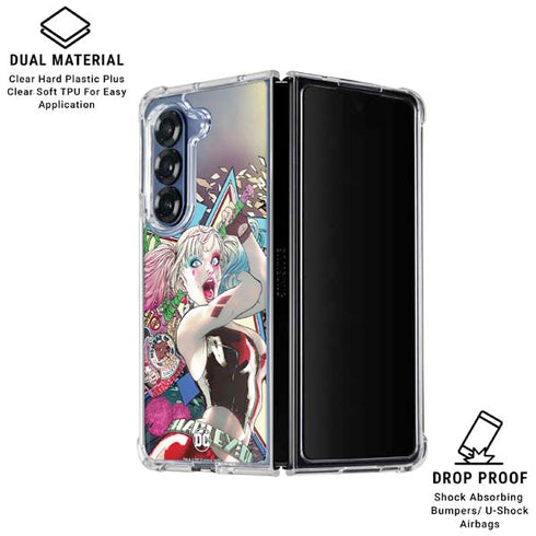 DC Comics Harley Quinn Action Pose Galaxy Z Fold6 Clear Case