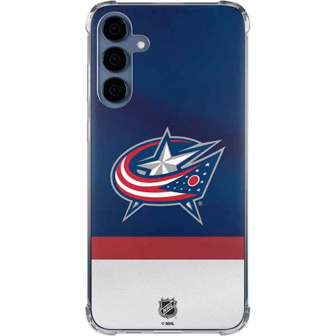 NHL Columbus Blue Jackets Alternate Jersey Galaxy A55 5G Clear Case