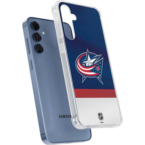 NHL Columbus Blue Jackets Alternate Jersey Galaxy A55 5G Clear Case