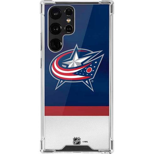 NHL Columbus Blue Jackets Alternate Jersey Galaxy S22 Ultra Clear Case