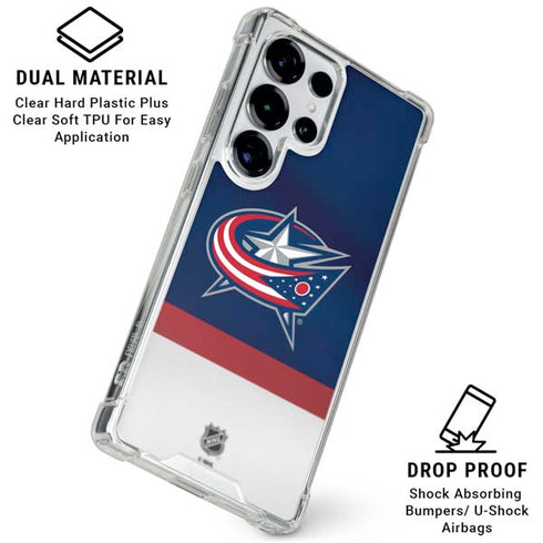 NHL Columbus Blue Jackets Alternate Jersey Galaxy S25 Ultra Clear Case