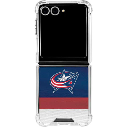 NHL Columbus Blue Jackets Alternate Jersey Galaxy Z Flip7 Clear Case