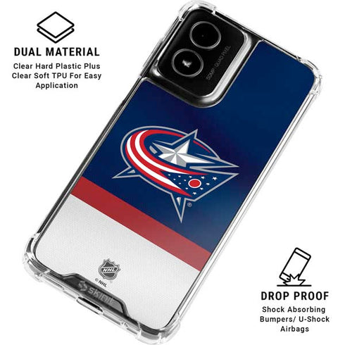 NHL Columbus Blue Jackets Alternate Jersey Moto G Power 5G (2024) Clear Case