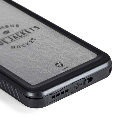 NHL Columbus Blue Jackets Black Text Galaxy S24 Plus Waterproof Case