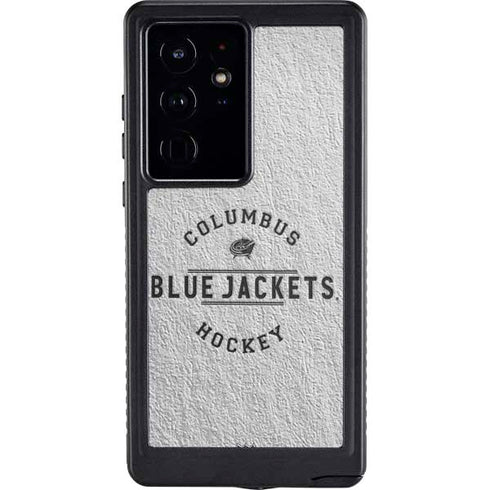 NHL Columbus Blue Jackets Black Text Galaxy S24 Ultra Waterproof Case