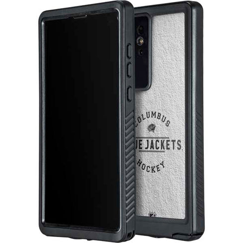NHL Columbus Blue Jackets Black Text Galaxy S24 Ultra Waterproof Case
