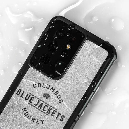 NHL Columbus Blue Jackets Black Text Galaxy S24 Ultra Waterproof Case