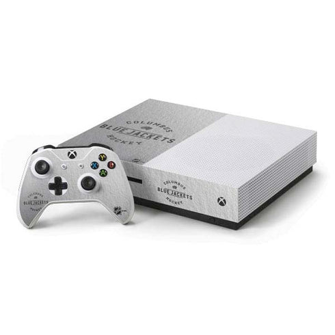 NHL Columbus Blue Jackets Black Text Xbox One S Console and Controller Bundle Skin
