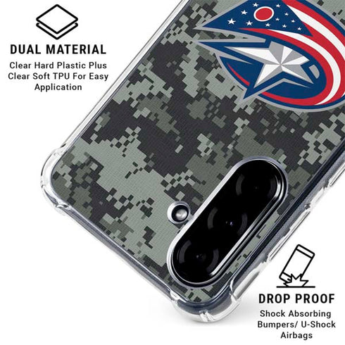 NHL Columbus Blue Jackets Camo Galaxy A36 5G Clear Case