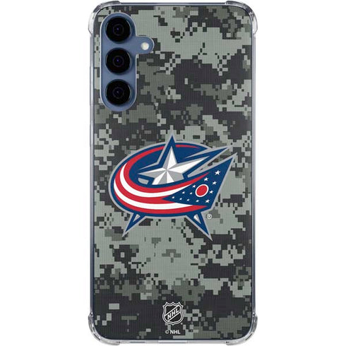 NHL Columbus Blue Jackets Camo Galaxy A55 5G Clear Case