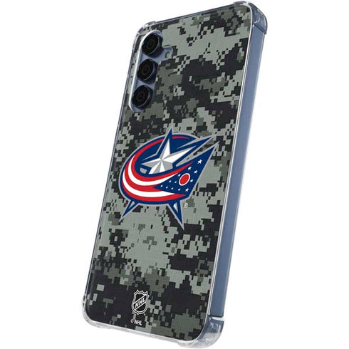 NHL Columbus Blue Jackets Camo Galaxy A55 5G Clear Case