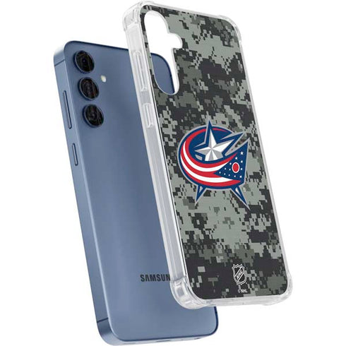 NHL Columbus Blue Jackets Camo Galaxy A55 5G Clear Case