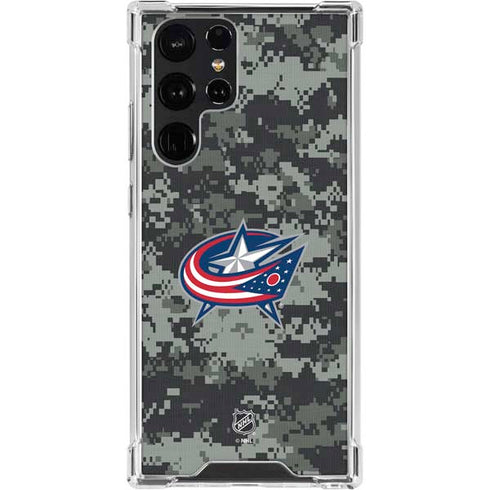 NHL Columbus Blue Jackets Camo Galaxy S23 Ultra Clear Case