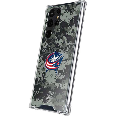 NHL Columbus Blue Jackets Camo Galaxy S23 Ultra Clear Case