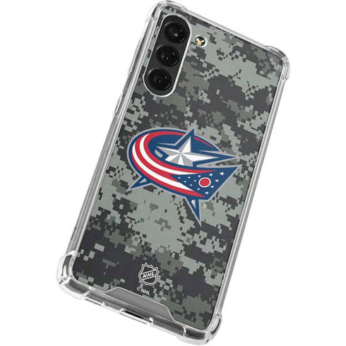 NHL Columbus Blue Jackets Camo Galaxy S24 FE Clear Case