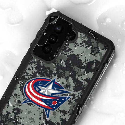 NHL Columbus Blue Jackets Camo Galaxy S24 Plus Waterproof Case