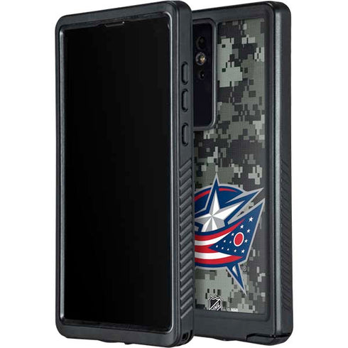 NHL Columbus Blue Jackets Camo Galaxy S24 Ultra Waterproof Case