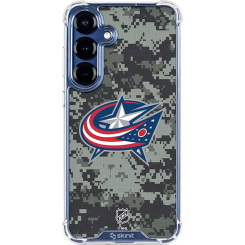 NHL Columbus Blue Jackets Camo Galaxy S25 Clear Case