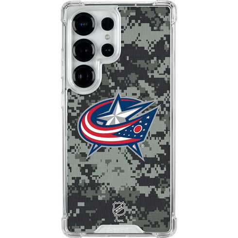 NHL Columbus Blue Jackets Camo Galaxy S25 Ultra Clear Case