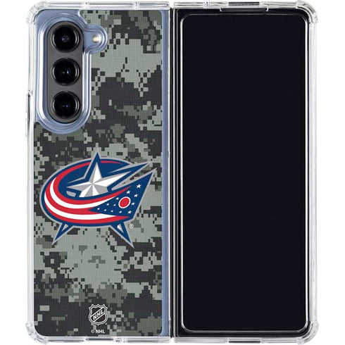 NHL Columbus Blue Jackets Camo Galaxy Z Fold5 5G Clear Case