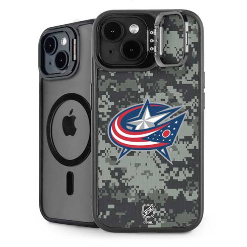 NHL Columbus Blue Jackets Camo iPhone 14 Kickstand Case
