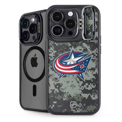 NHL Columbus Blue Jackets Camo iPhone 14 Pro Max Kickstand Case