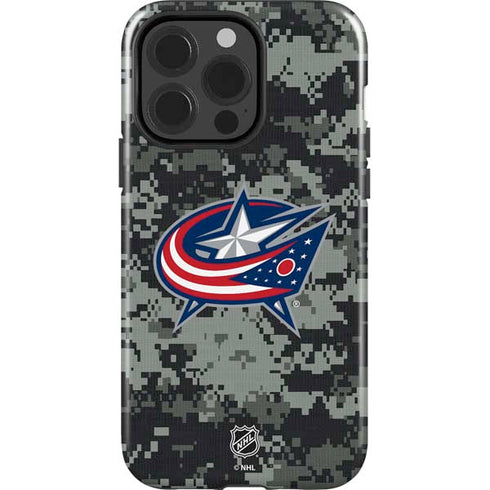NHL Columbus Blue Jackets Camo iPhone 15 Pro Impact Case