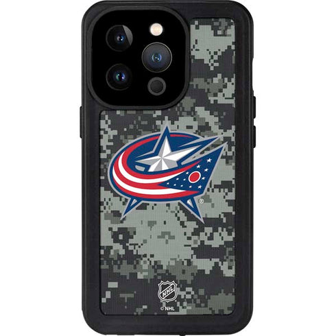 NHL Columbus Blue Jackets Camo iPhone 15 Pro Waterproof Case