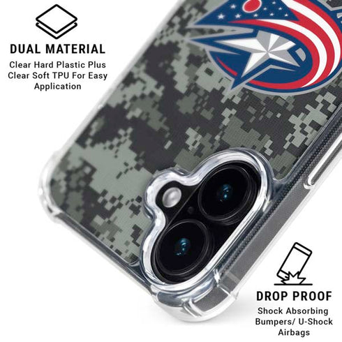 NHL Columbus Blue Jackets Camo iPhone 16 MagSafe Case