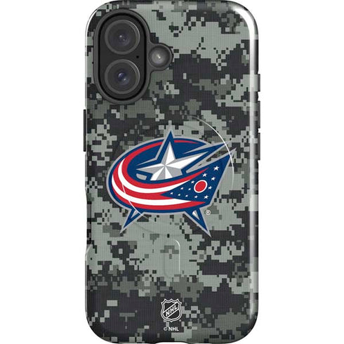 NHL Columbus Blue Jackets Camo iPhone 16 Magsafe Impact Case