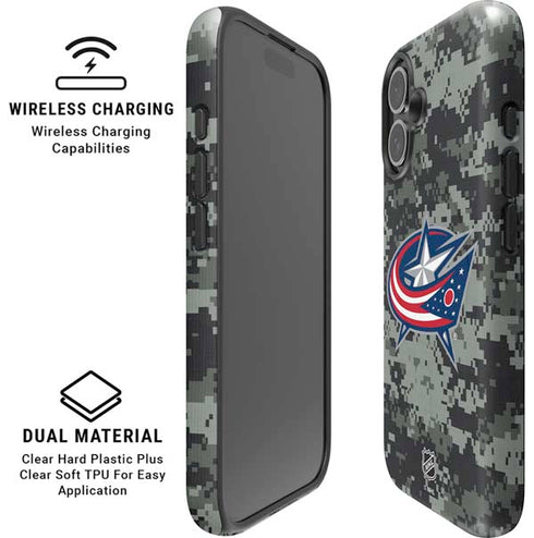 NHL Columbus Blue Jackets Camo iPhone 16 Magsafe Impact Case