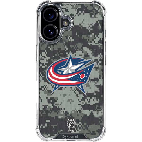 NHL Columbus Blue Jackets Camo iPhone 16 Plus Clear Case