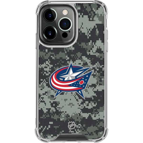 NHL Columbus Blue Jackets Camo iPhone 16 Pro Clear Case