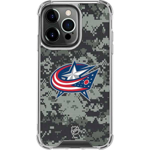 NHL Columbus Blue Jackets Camo iPhone 16 Pro Max Clear Case