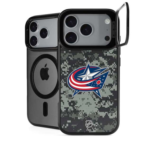 NHL Columbus Blue Jackets Camo iPhone 18 Pro Kickstand Case