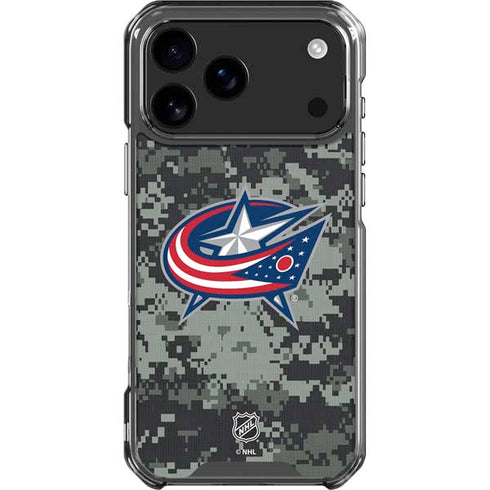 NHL Columbus Blue Jackets Camo iPhone 18 Pro Max Clear Case