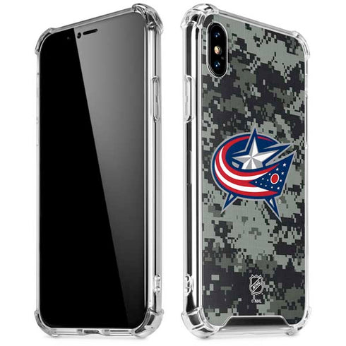 NHL Columbus Blue Jackets Camo iPhone X/XS Clear Case