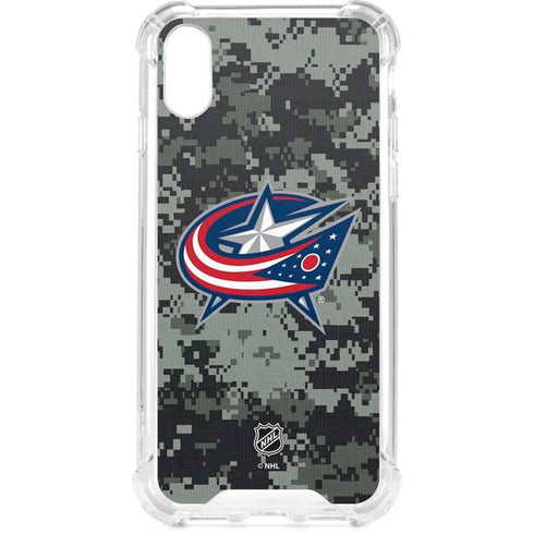 NHL Columbus Blue Jackets Camo iPhone XS Clear Case