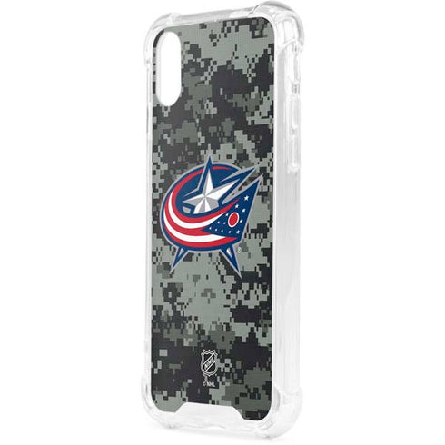 NHL Columbus Blue Jackets Camo iPhone XS Clear Case