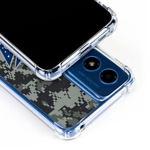 NHL Columbus Blue Jackets Camo Moto G 5G (2024) Clear Case