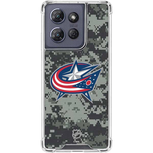 NHL Columbus Blue Jackets Camo Moto G Play 5G (2025) Clear Case