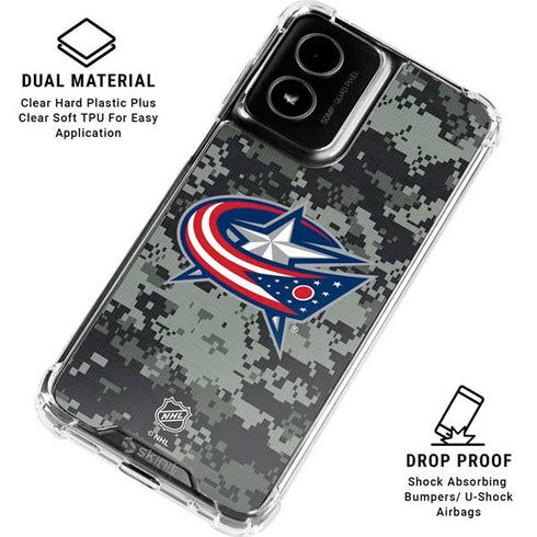 NHL Columbus Blue Jackets Camo Moto G Power 5G (2024) Clear Case