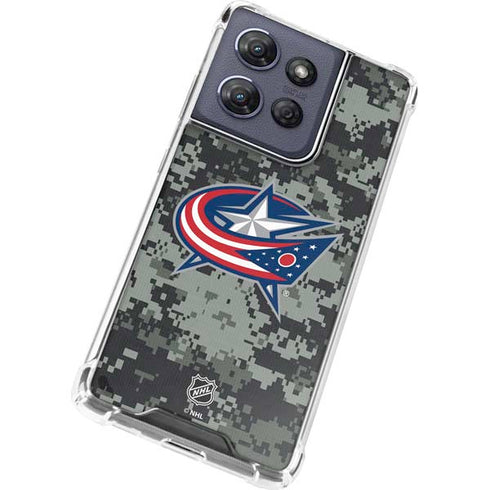 NHL Columbus Blue Jackets Camo Moto G Stylus 5G (2025) Clear Case