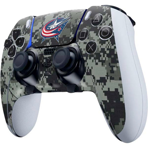 NHL Columbus Blue Jackets Camo PS5 DualSense Edge Pro Controller Skin
