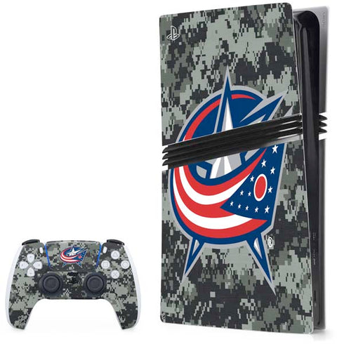 NHL Columbus Blue Jackets Camo PS5 Pro Bundle Skin