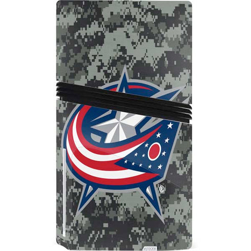 NHL Columbus Blue Jackets Camo PS5 Pro Disk Console Skin
