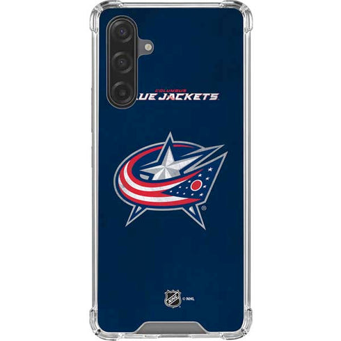 NHL Columbus Blue Jackets Distressed Galaxy A17 Clear Case