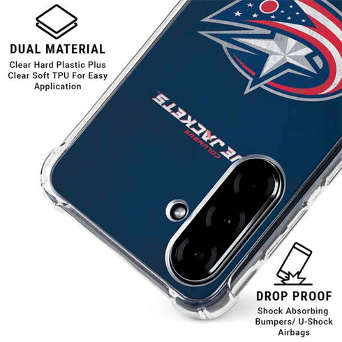 NHL Columbus Blue Jackets Distressed Galaxy A36 5G Clear Case
